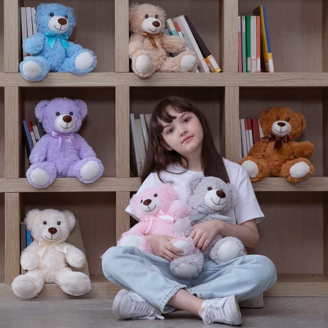MorisMos 35cm Orso Peluche Set, 3Pcs Marrone Orsetto di Peluche Piccolo, Kawaii Orsacchiotto Peluche Morbido Teddy Bear Regalo per Bambino Fidanzata Natale Compleanno