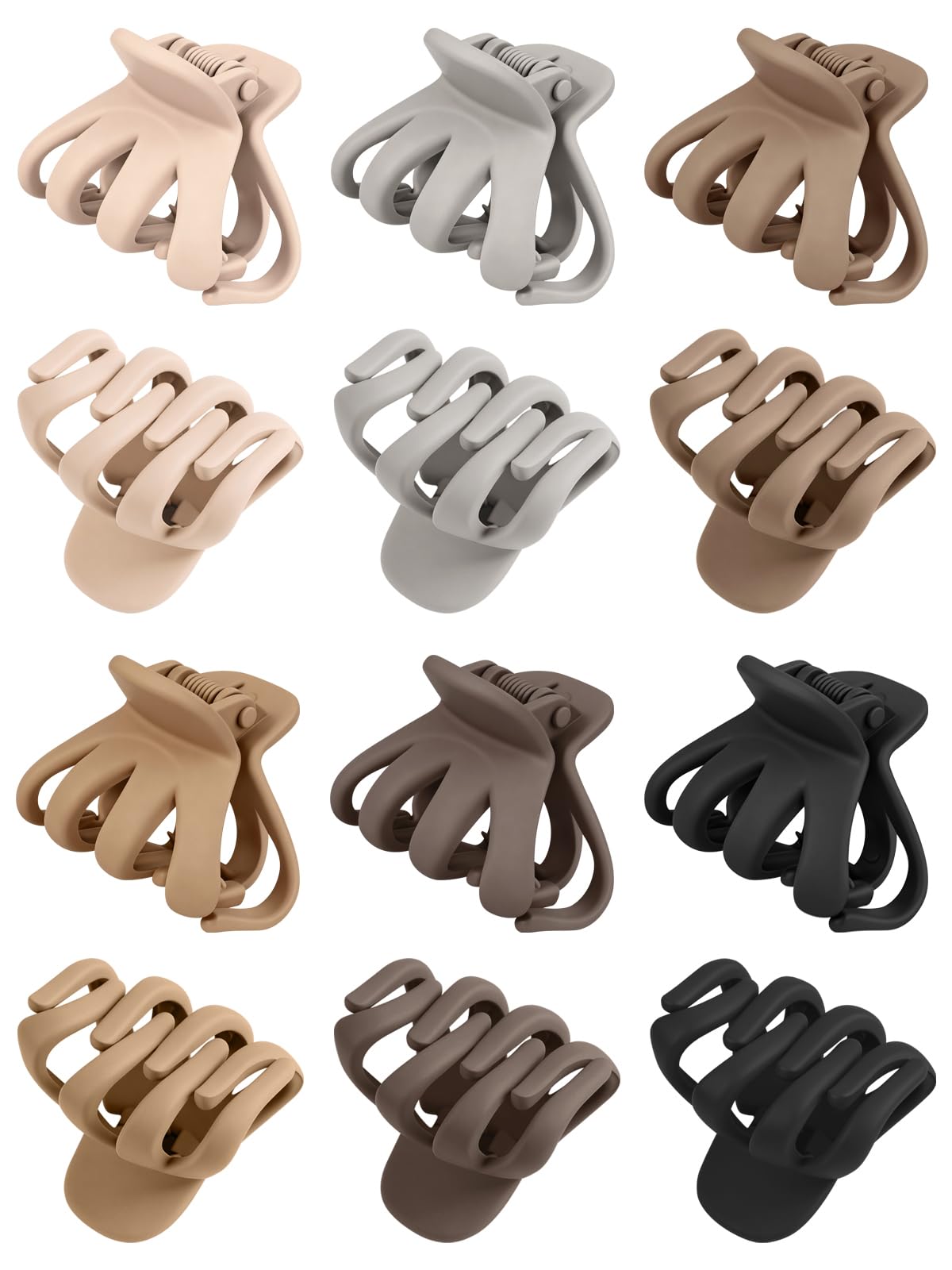 Kavya 12 Pezzi Mollette Capelli Donna 4cm Mollettone Capelli Donna Polpo Pinze per Capelli Piccole Mini Mollettoni Capelli Forte Pinza Capelli Antiscivolo Ciappi per Capelli (Toni Della Terra)