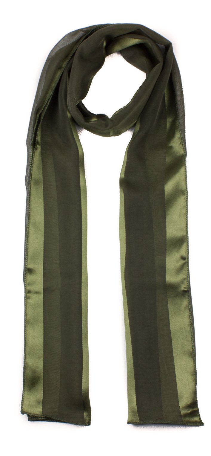 Mytoptrendz Women's Khaki Mytoptrendz® Chiffon Satin Stripe Scarf, Silky Lightweight Classic Plain Soft Fashion Scarves Neck Wrap (Khaki)