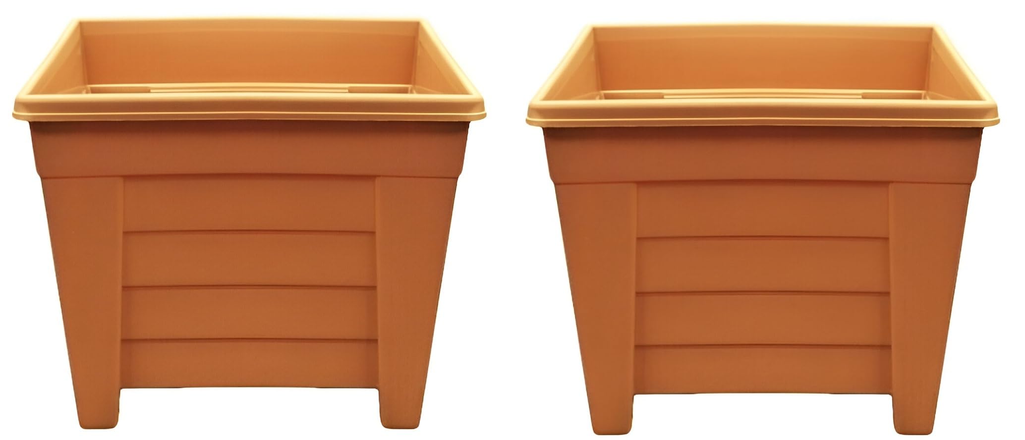 Optimal Products Long Trough/Oval/Square Plant Pot Plastic Planter Indoor Home Outdoor Garden Window Herb Flower Box (2, 27cm Square Planter Terracotta)