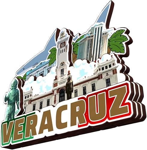 Vista 48 de Veracruz México - Imán de madera para nevera, colección 3D, madera 3D, hecho a mano, recuerdos de la ciudad, imán para nevera, decoración del hogar