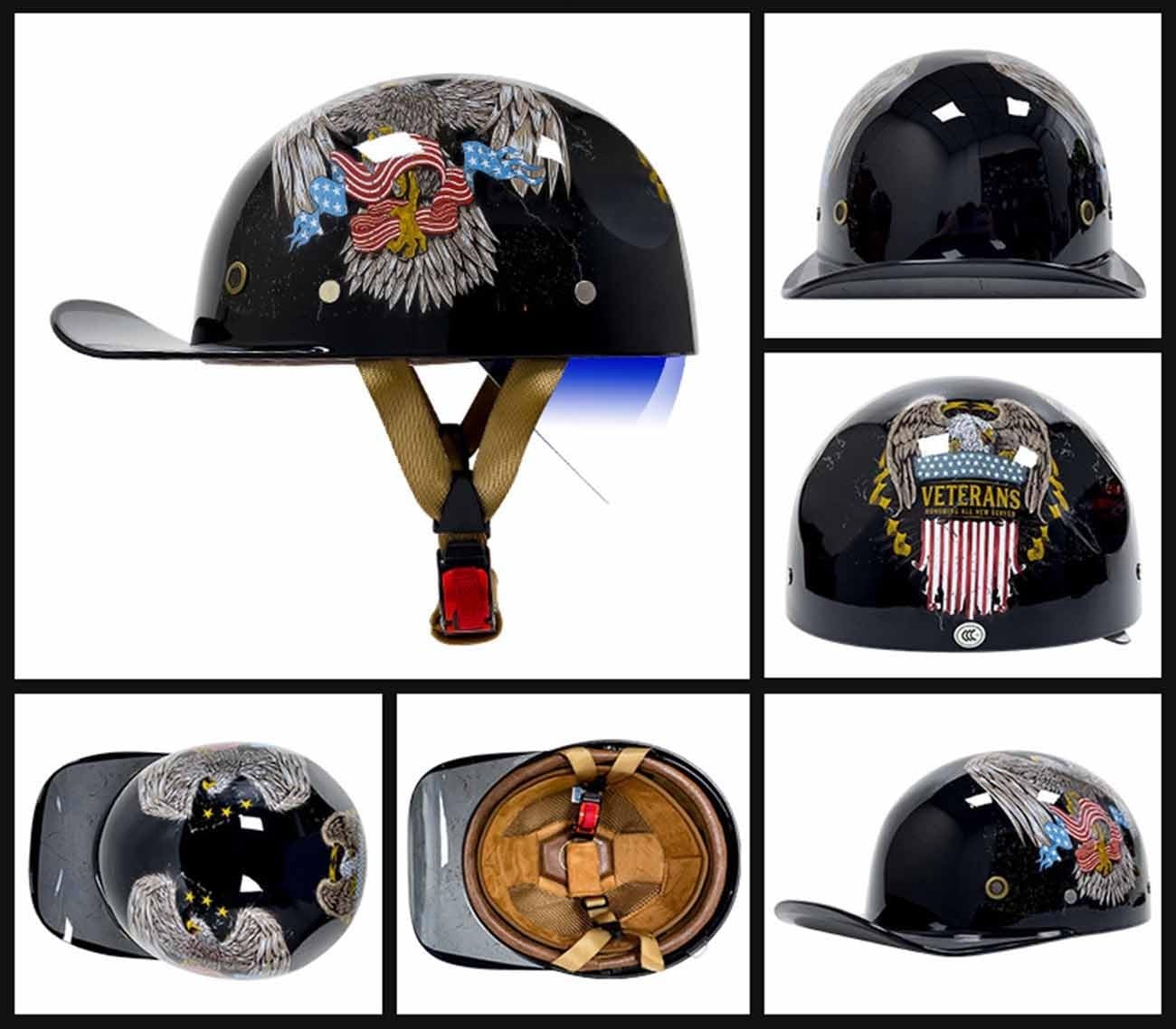 Mezzo Casco Moto Vintage Tedesco Casco A Faccia Aperta Retrò Omologato ECE Cappellino Baseball Caschi Jet E Demi-Jet Con Visiera Parasole Donna Uomo Adulto Casco A Scodella