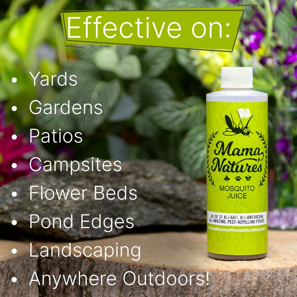 Mama Nature’s Mosquito Juice – All Natural Lemongrass Based DEET-Free Outdoor Spray for Mosquitoes, Gnats, Blacks Flies and No-Seeums – Safe for Kids, Pets l 4 oz., 2-Pack