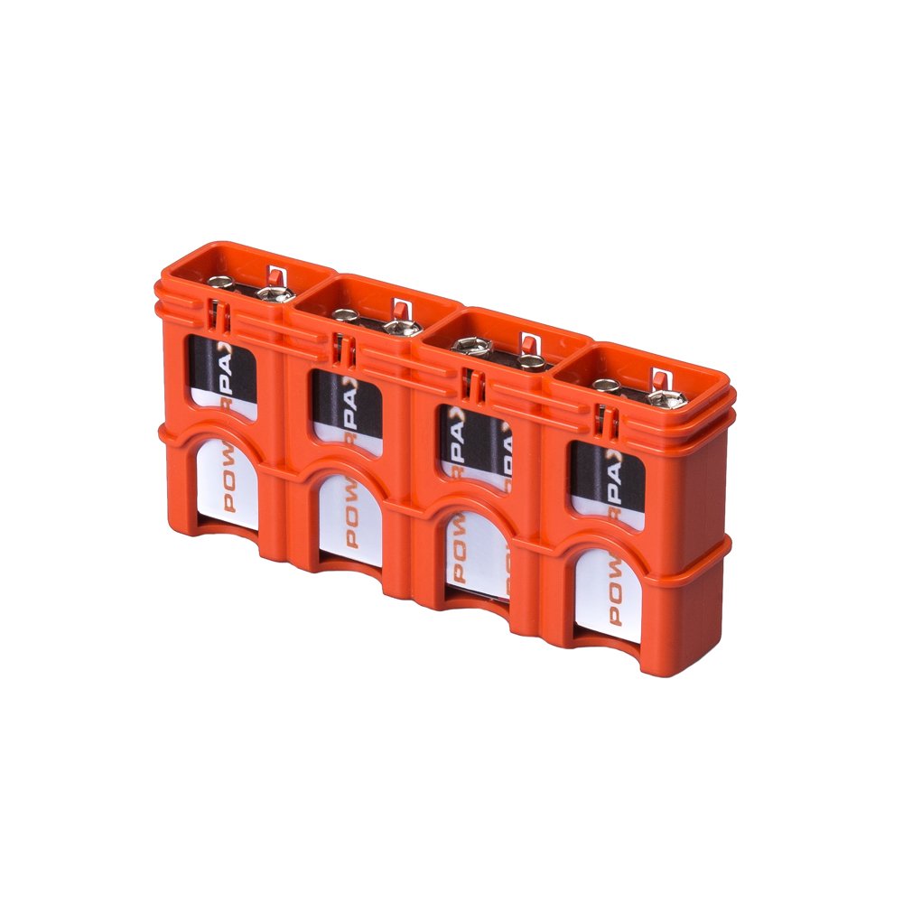 Storacellby Powerpax Slimline Battery Storage Container - Holds 4-9 Volt Batteries, Orange, 1 Count (Pack of 1)