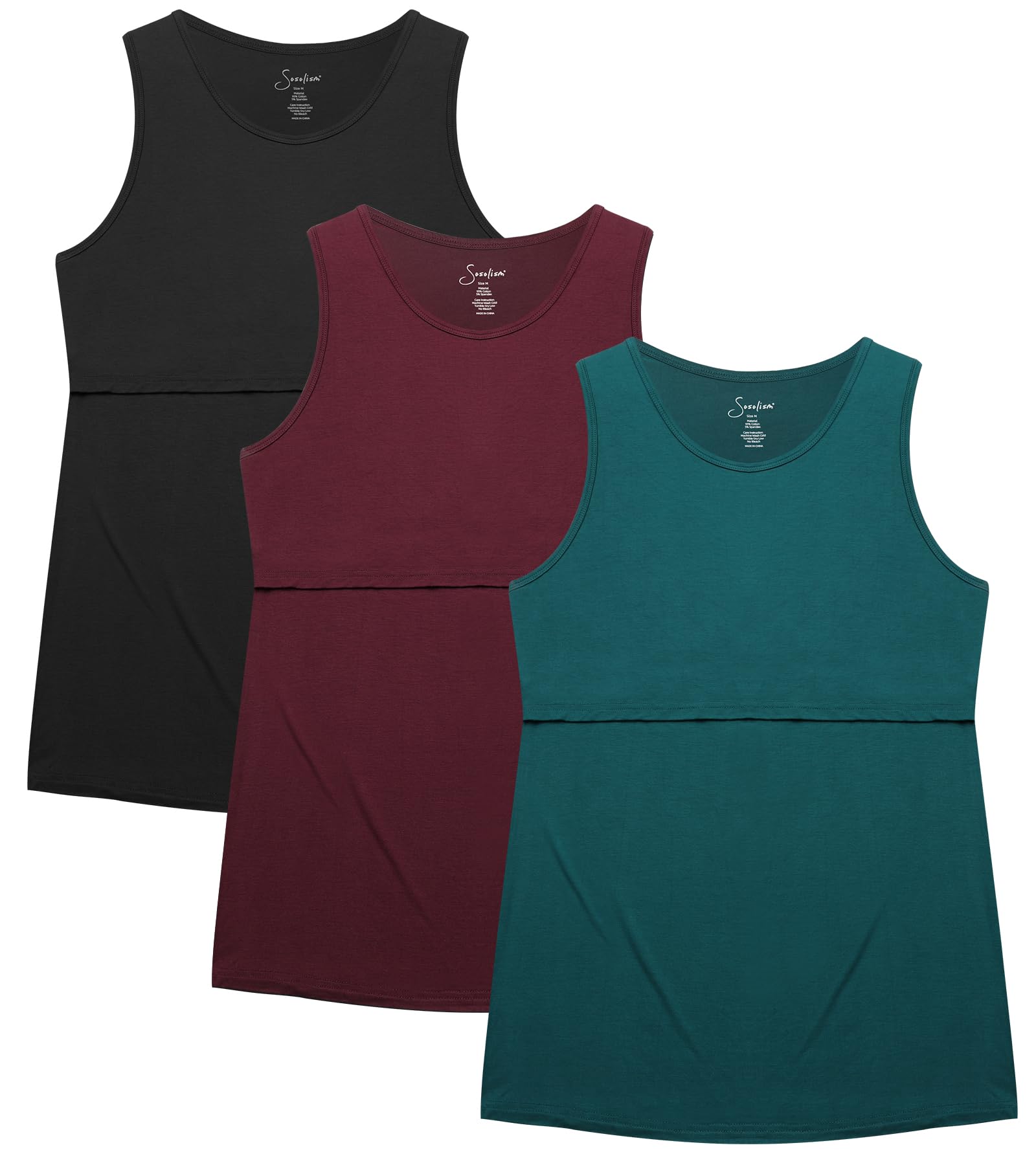 Sosolism 3er-Pack Stilltop Damen Dehnbar Stillshirt Sommer Still Oberteil Ärmellos