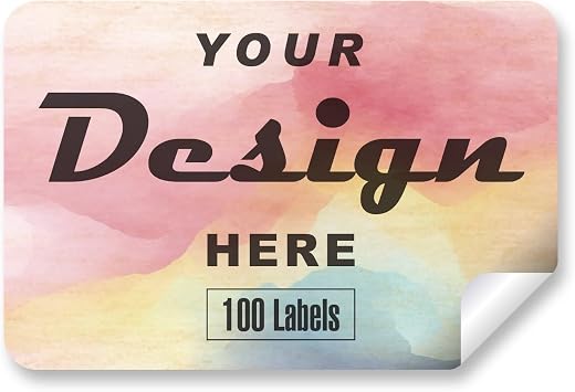 Custom Stickers Personalized Labels - Customized Stickers with Any Design Image Logo Text,Custom Thank You Label Stickers,Custom Stickers for Business Logo,100 Labels Rectangle,1.5"x1"