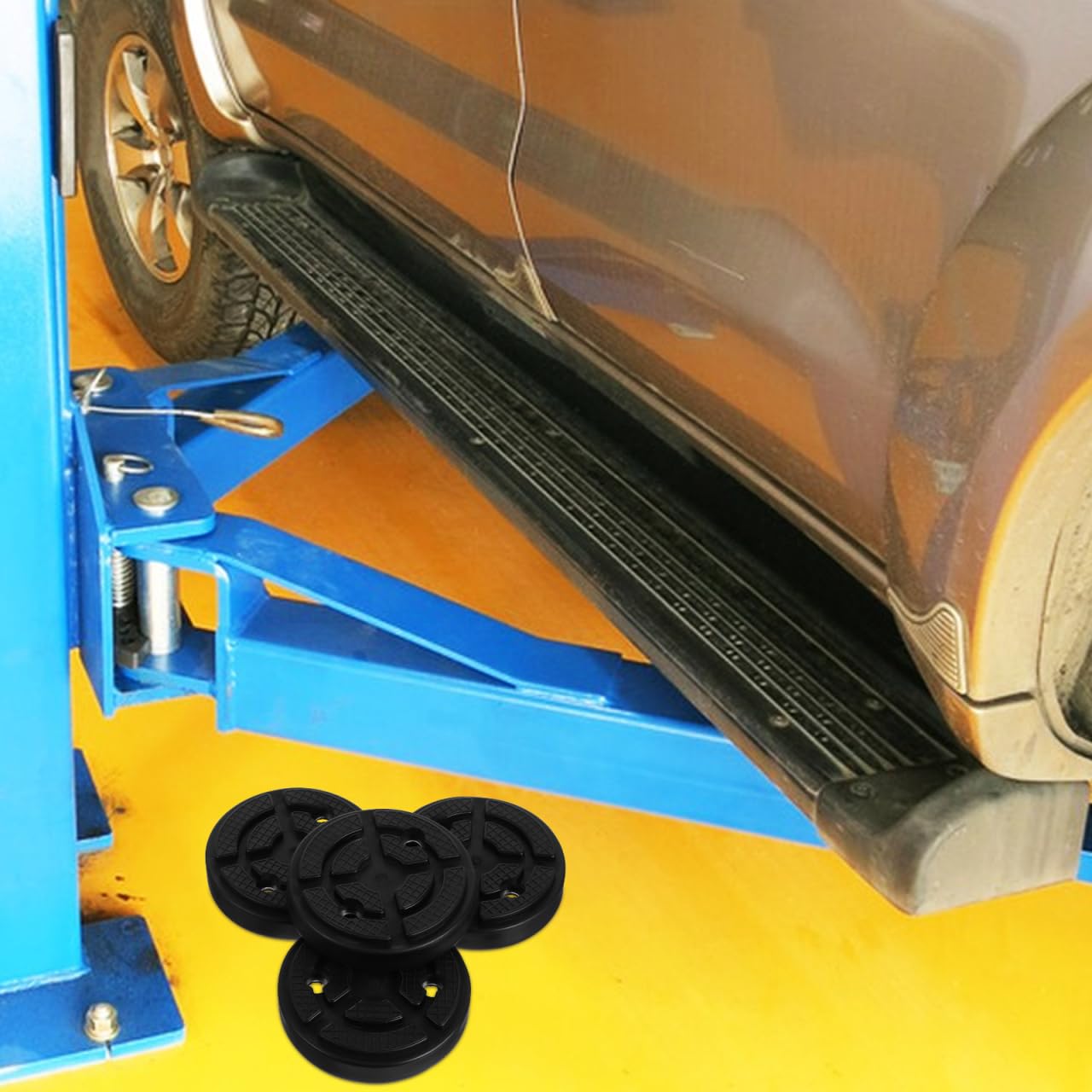 Amosfun Lot de 4 patins en caoutchouc pour élévateurs de voiture - Noir