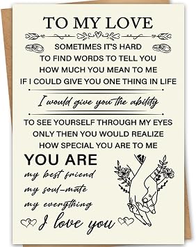 Romantic Valentines Day Card for Him Her - To My Love Valentines Day Gifts