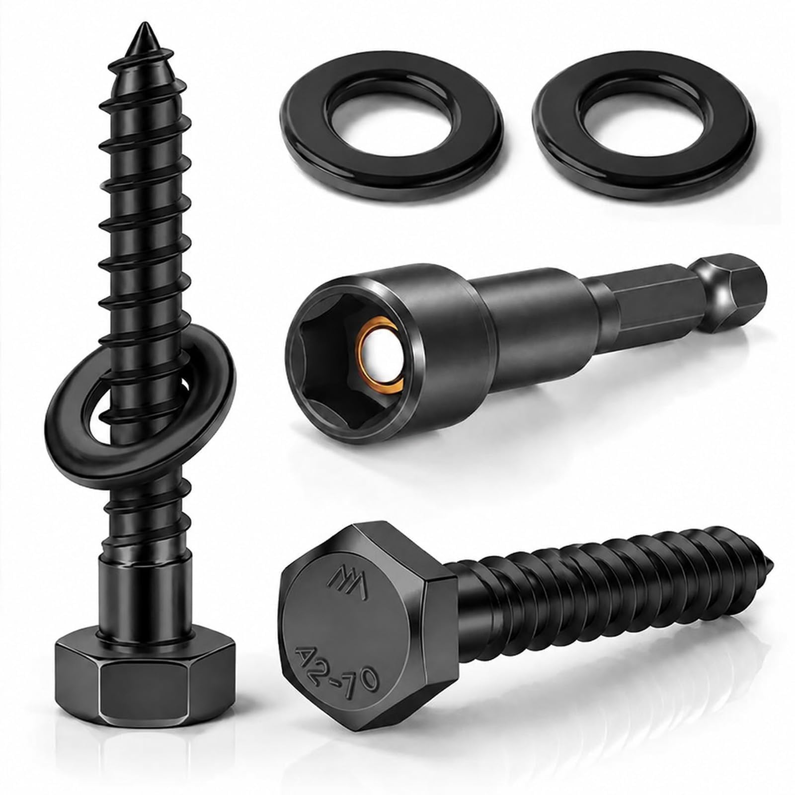 ddckj 15Pcs Black Coach Screws M8 x 100mm Heavy Duty Lag Bolts