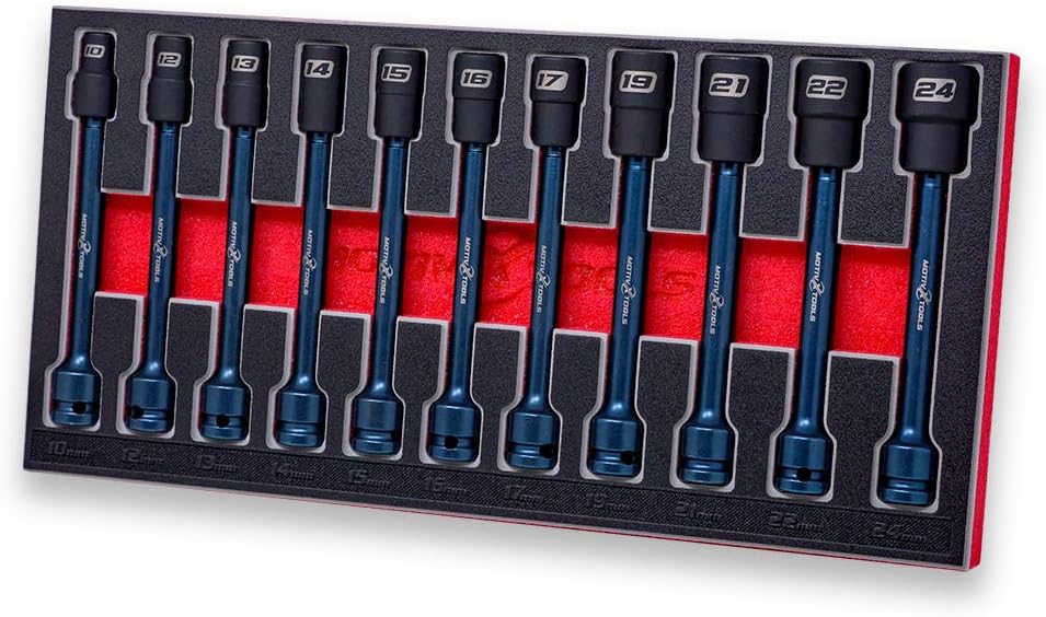 11 Piece 1/2" Drive 10mm to 24mm Extra Long Swivel Impact Socket Set