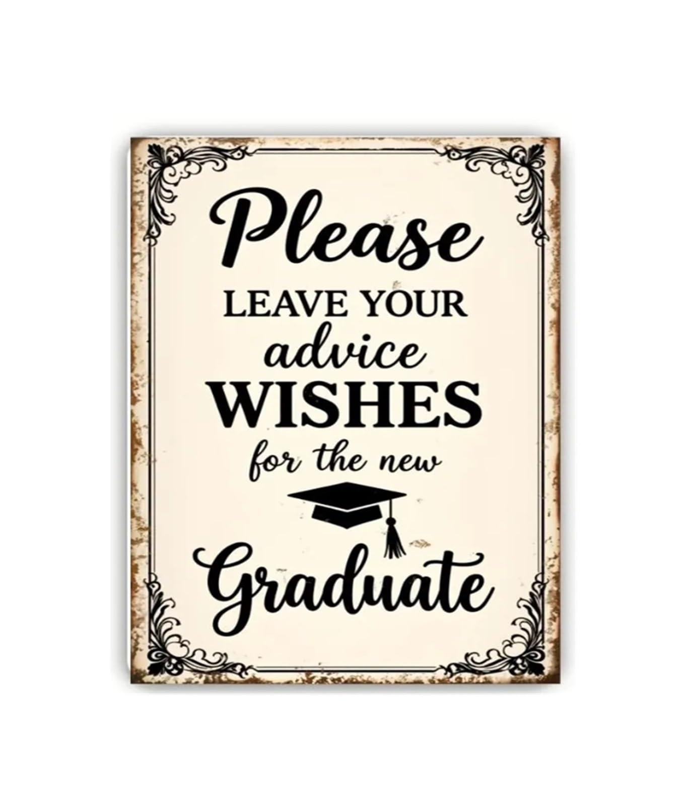 NWPNLXEA Vintage Graduation Metal Tin Sign Rustic Leave Your Advice and Wishes Here Interactive Wall Decor for Grad Party or Home 8 X 12 in