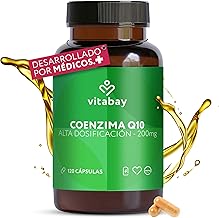 Vitabay Coenzyme Q10 Ubiquinone 200mg - 120 Vegetable Capsules - CoQ10 High Dosage - Natural Q10 by Plant Fermentation - No Additives and 100% Vegan - Tested in Germany Laboratory