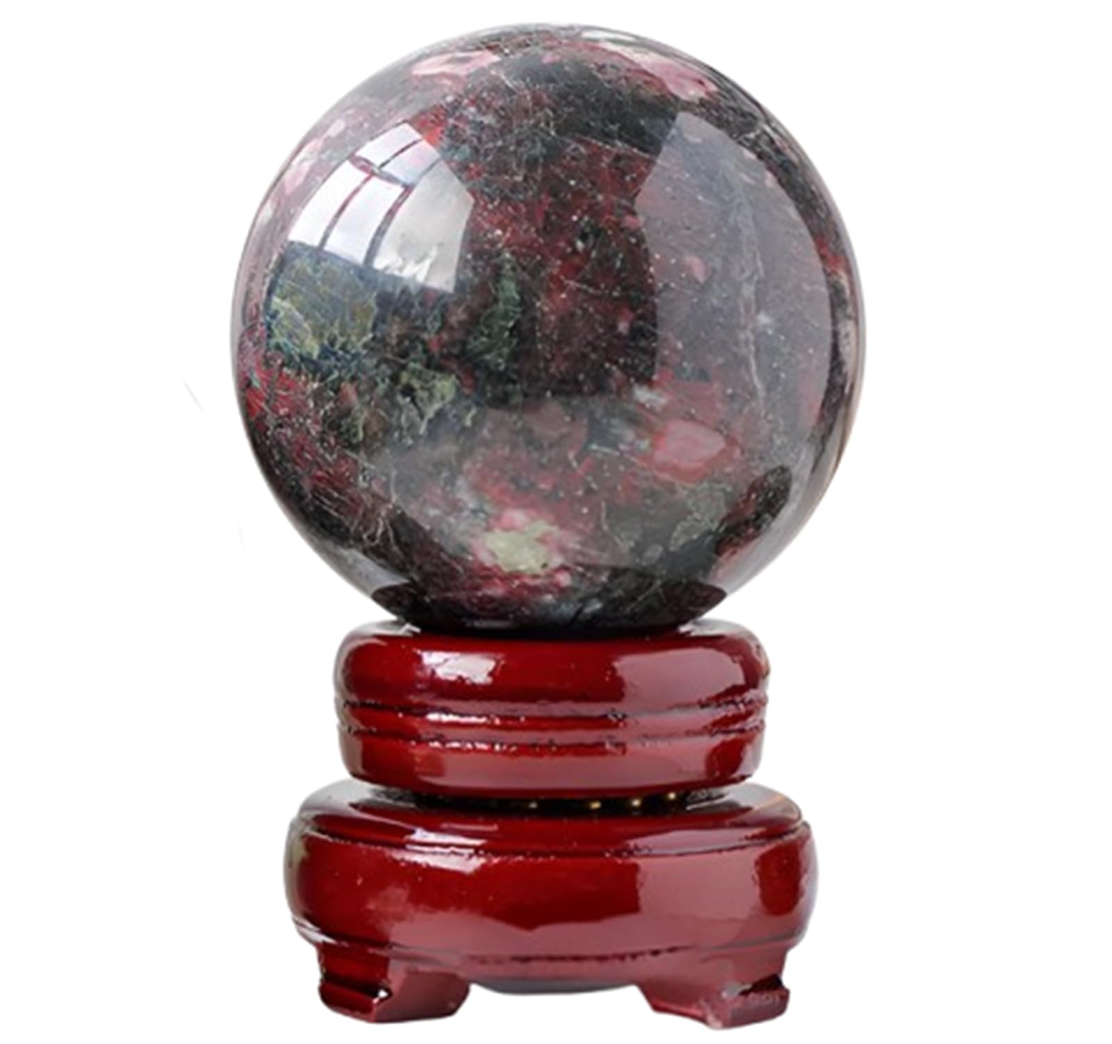HSMQUBDBX Rose Stone Crystal Ball with Stand Gemstone Sphere Figurine Quartz Divination for Home Decoration Fengshui,50~55mm
