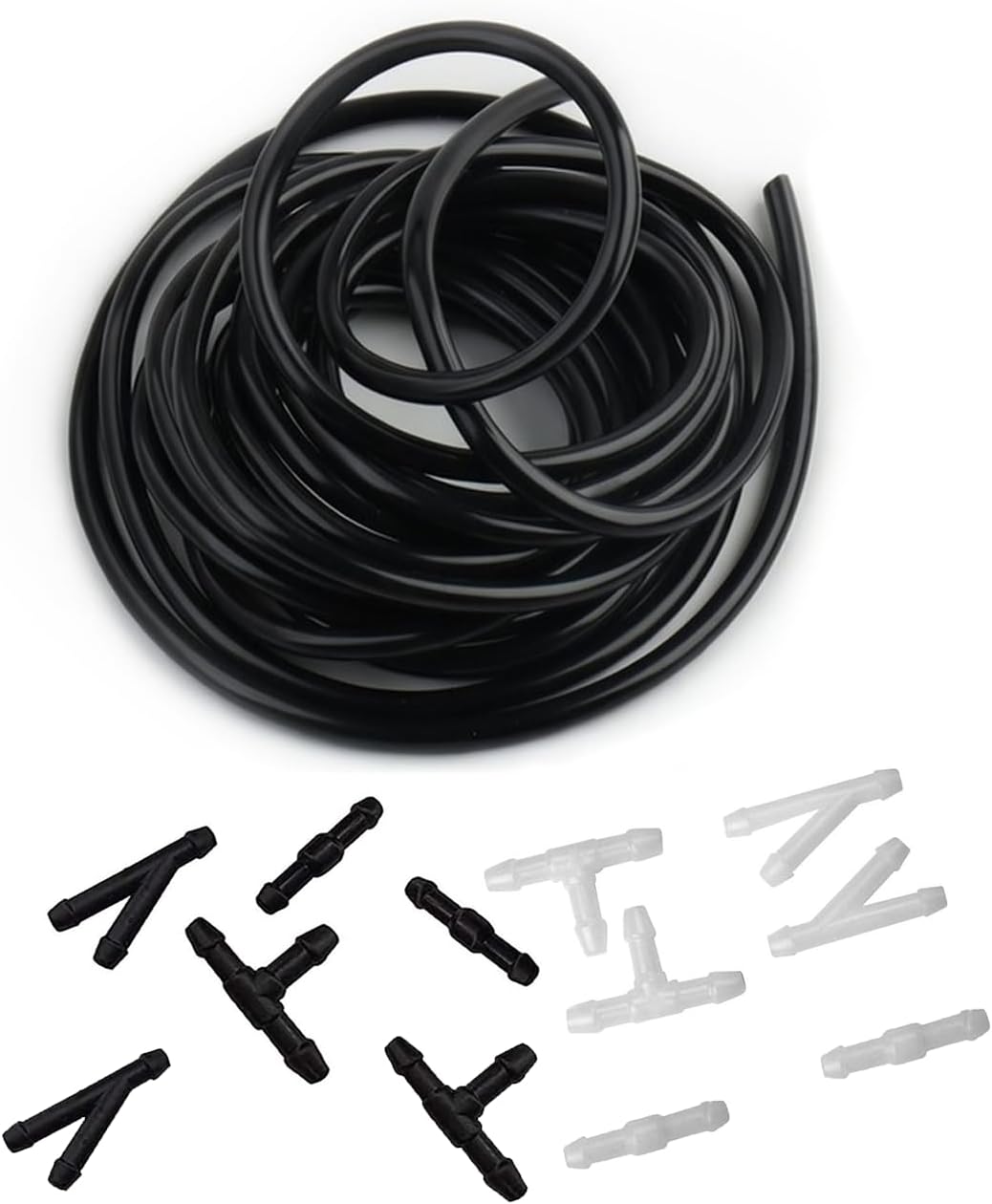 Windshield Washer Hose Kit, 5 Meter Washer Fluid Hose with 12 Pcs Hose Connectors, Suitable for Most Car Windshield Washer Tubing