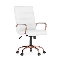 Flash Furniture Girelle Executive in pelle bianca/oro rosa, 61 cm P x 58,4 cm L x 103,5 cm H
