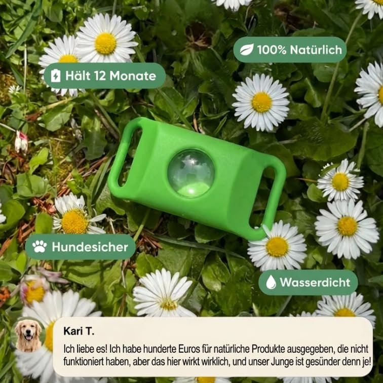 Flofrei Naturschutz-Anhanger - 12 Monate Schutz Vor Flohen,Zecken & Parasiten(Black)