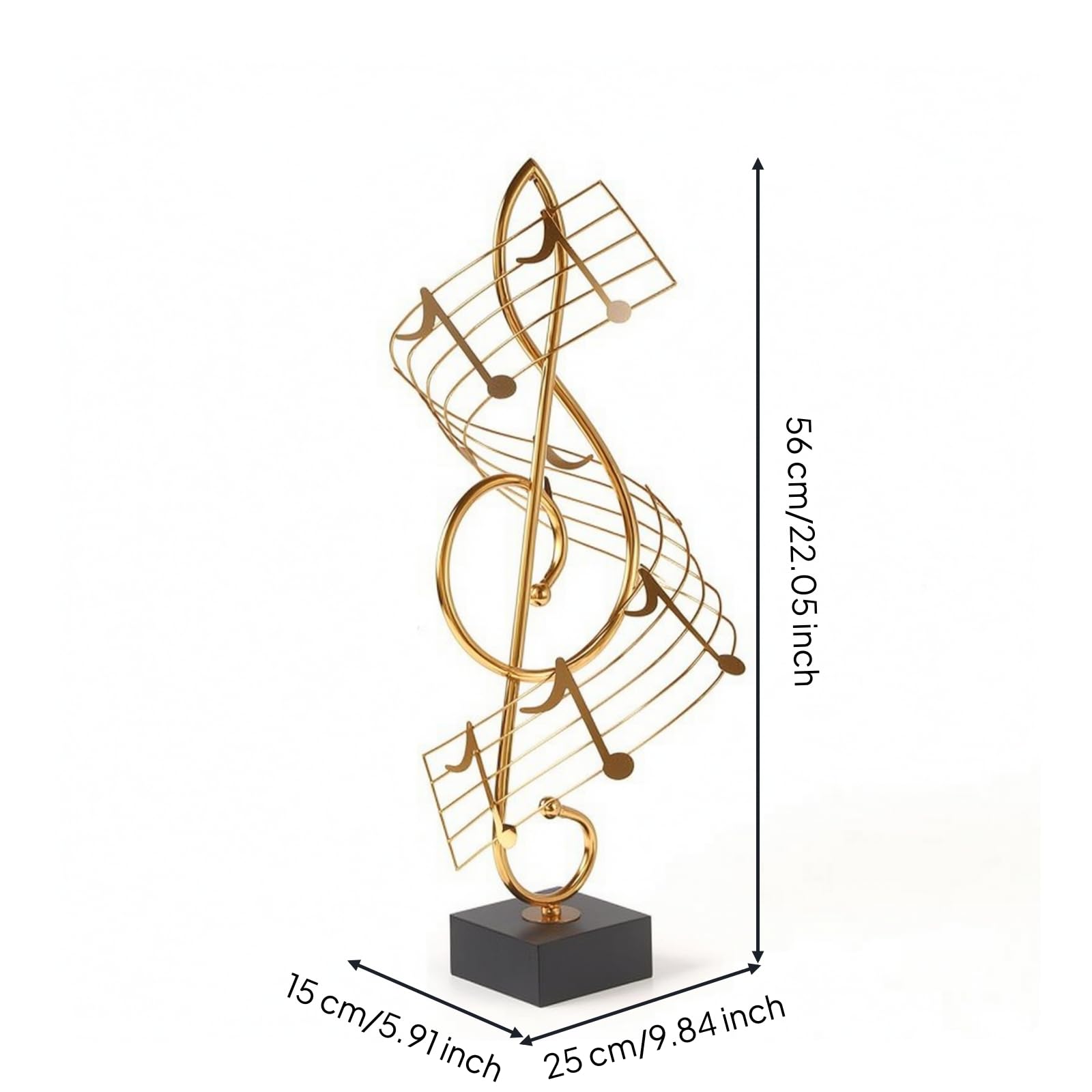 Colcolo Nota Musicale Decorativa Scultura Statua Ornamento Figurina con Spirale a Filo Metallico E Base Quadrata Stabile Estetica Moderna Essenziale Adatta a, Nota Musicale Media Dorata