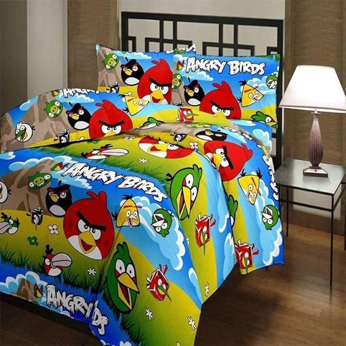 TEEJAMicrofiber Soft Design Print Reversible Double Bed Single Bed Dohar, Blanket, AC Dohar for Kids (Single Bed, ANGERBIRD)-image-8