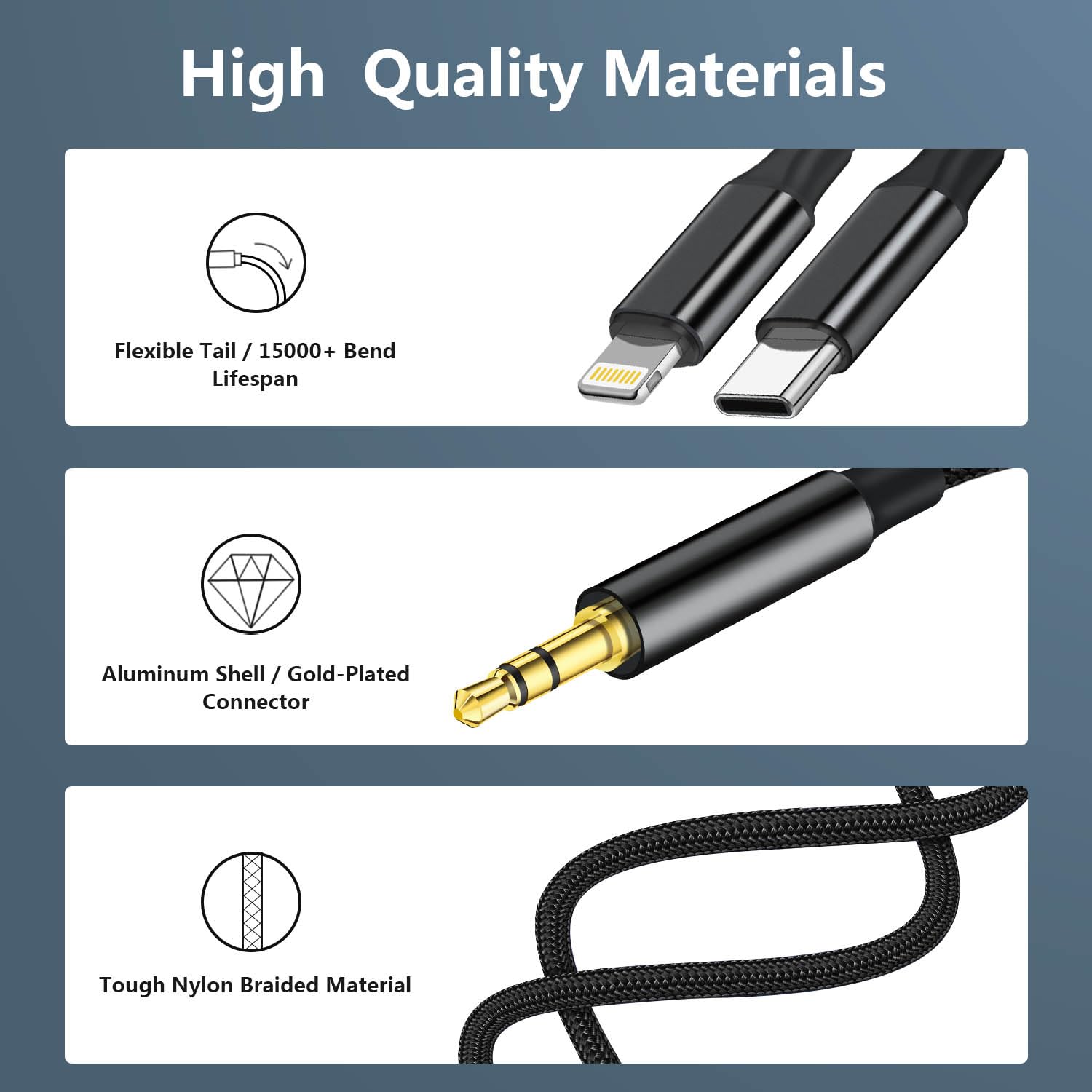 Cavo audio Lightning USB C e cavo audio da 3,5 mm a 3,5 mm, connettore audio 3 in 1, jack per cuffie iPhone, cavo Aux compatibile con iPhone 15 14 13 iPad