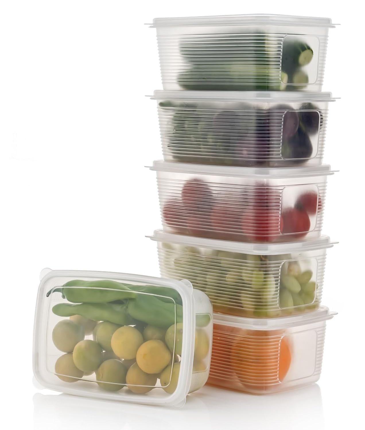 Antusias Fridge Storage Boxes, BPA-Free Refrigerator Pantry Organizer with & Lid,Airtigh Kitchen Storage Containers To Keep Fresh for Fish,Meat,Vegetables,Fruit(1800 ml) (6) (B0D7TWB844) Amazon Price History, Amazon Price Tracker