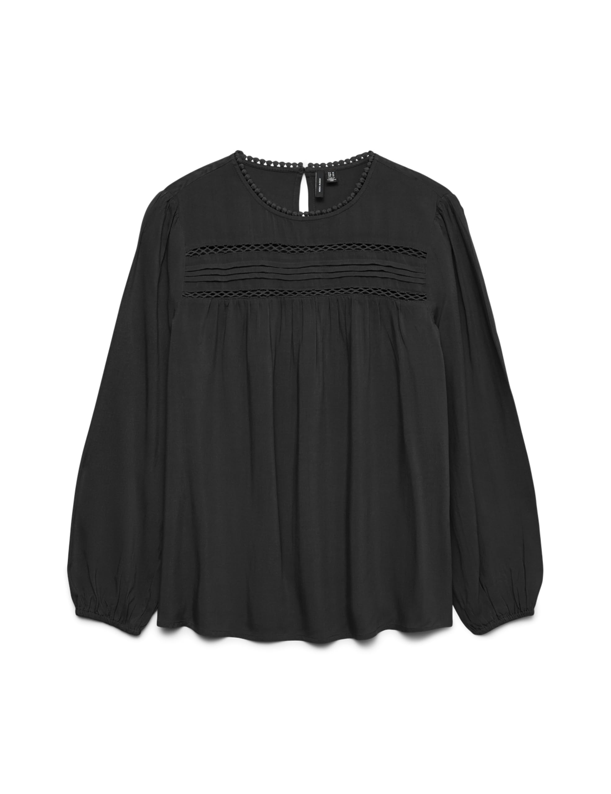 VERO MODA Vmdebbie Ls Pleat Top WVN Ga Noos, Black, XS