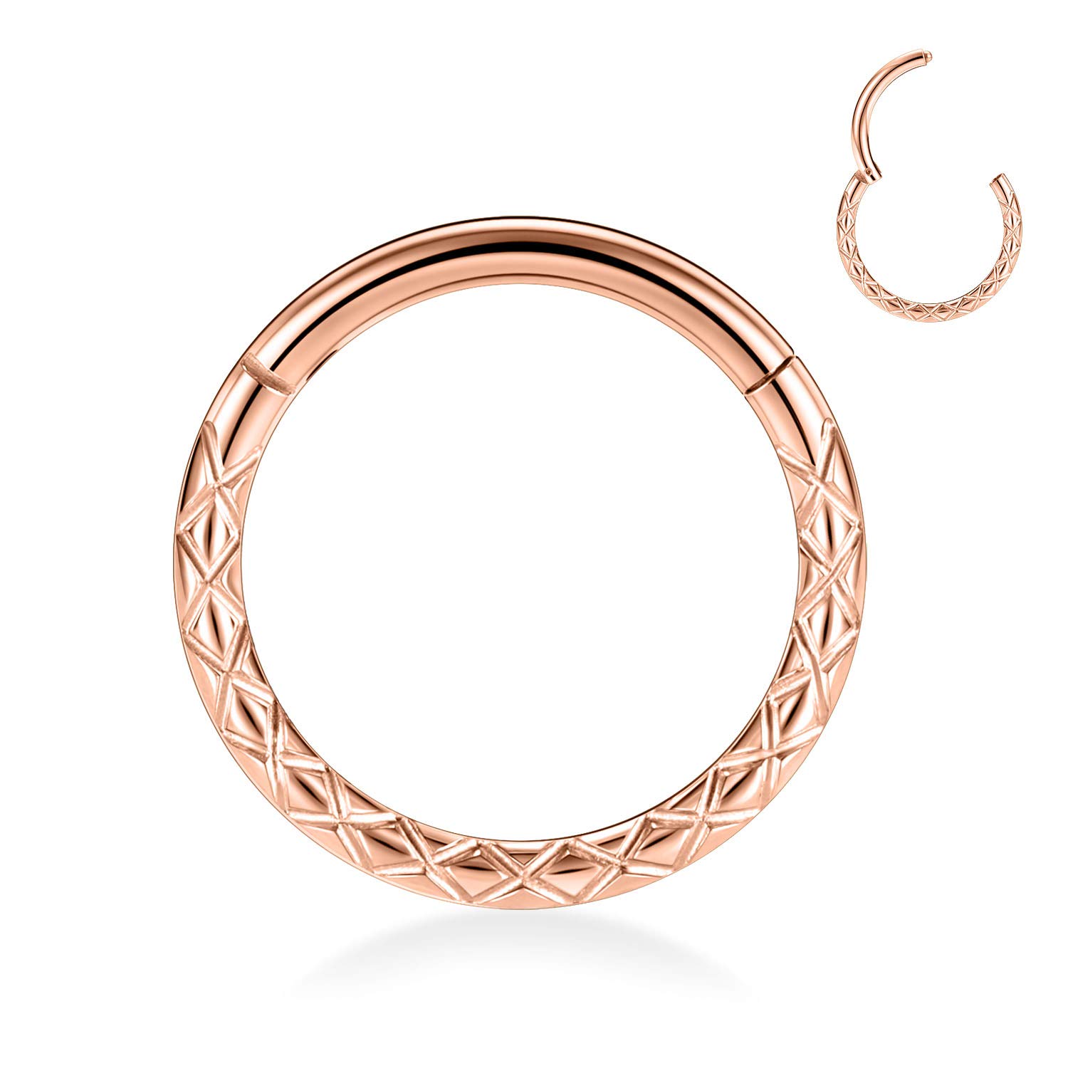 AROWRO 16G Stainless Steel Septum Clicker Daith Earrings Daith Rook Tragus Helix Cartilage Lobe Septum Piercing Jewelry Snake/Pyramid/Arrow/Star Design Hinged Segment Ring — view 19