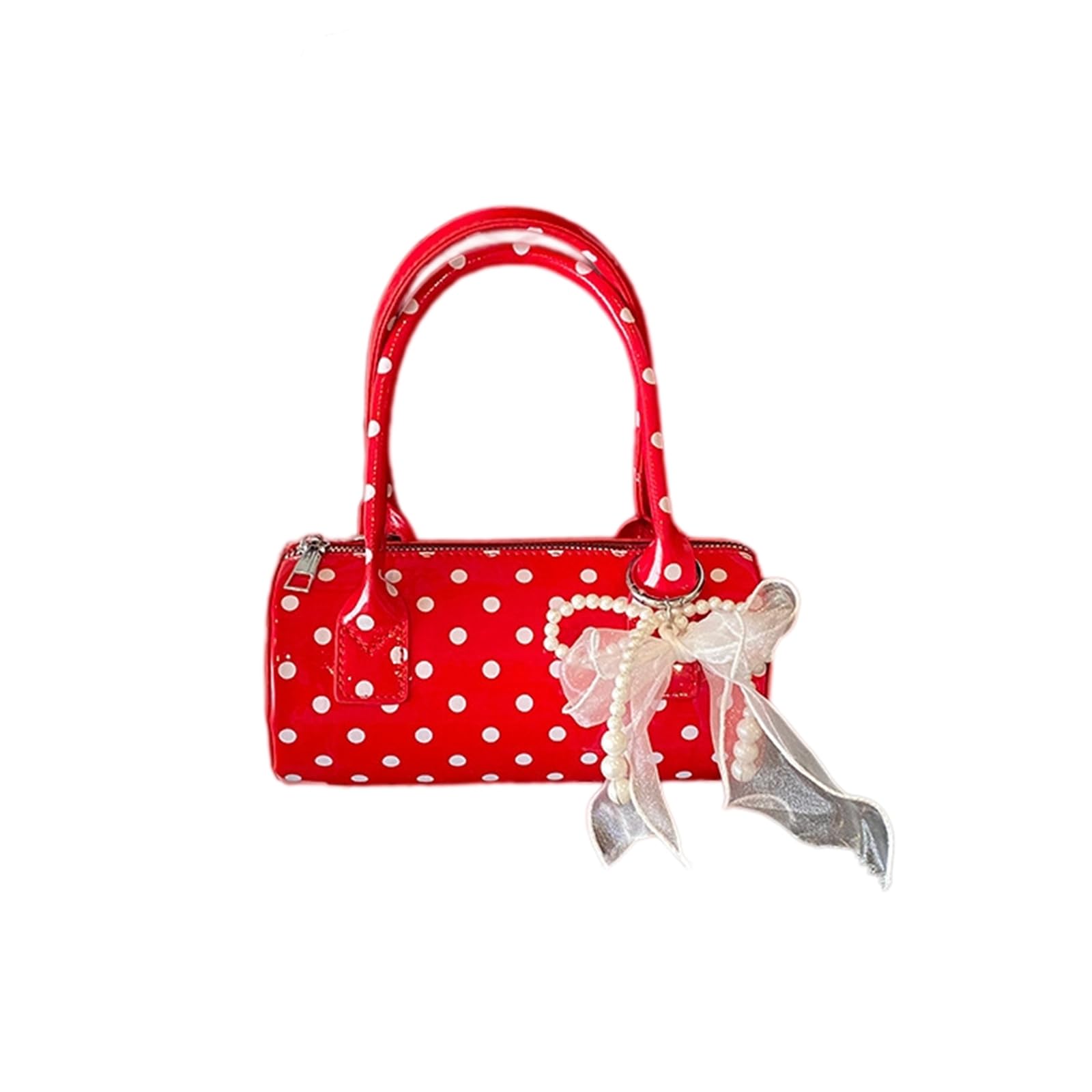 Borsa Estiva Piccola A Tracolla Pois con Cuscino Tracolla-Rosso 1