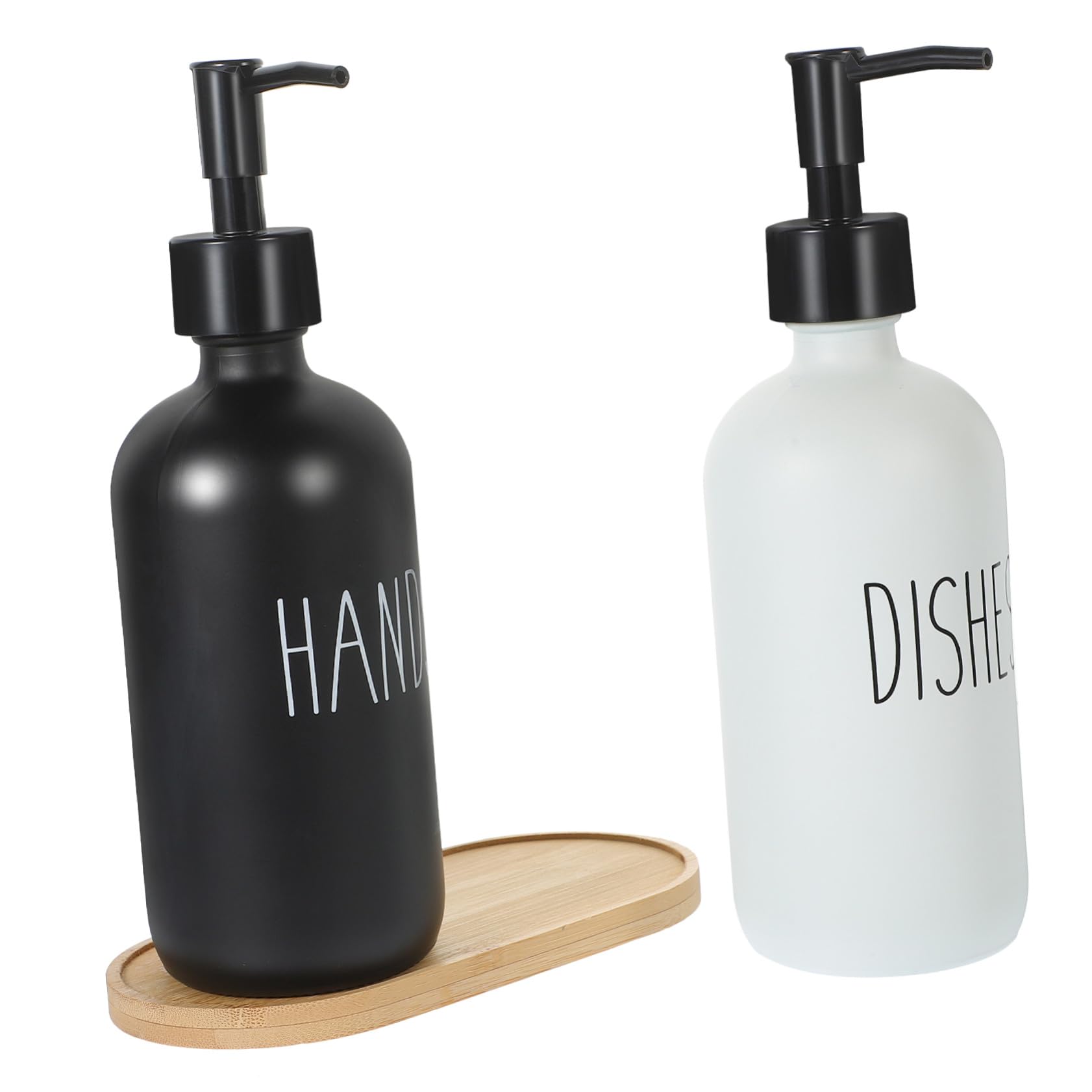 Distributeur De Liquide Vaisselle Rechargeable pour Évier De Cuisine Pompe Verre avec Plateau Flacon pour Mains Et Vaisselle