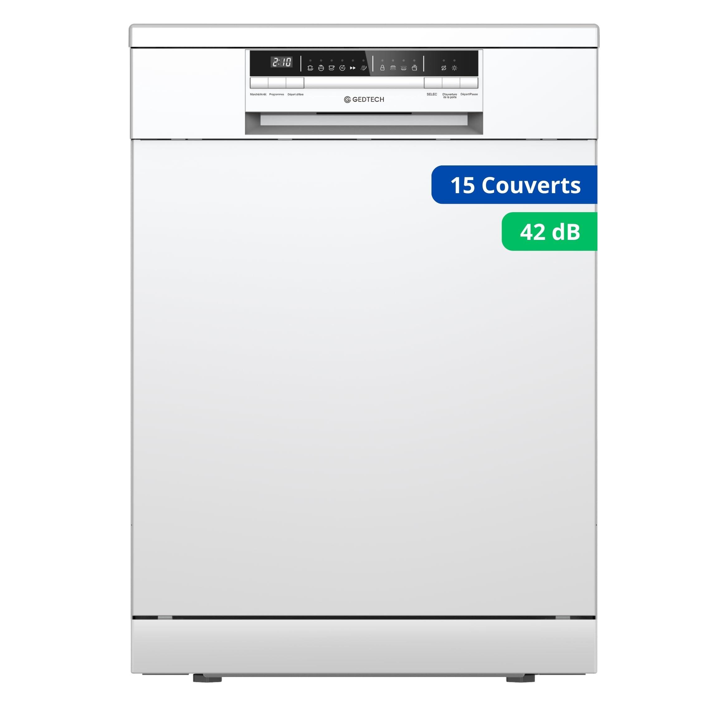GEDTECH Lave-vaisselle GLV1542WH 15cv 42 dB Ultra silencieux Classe C Blanc