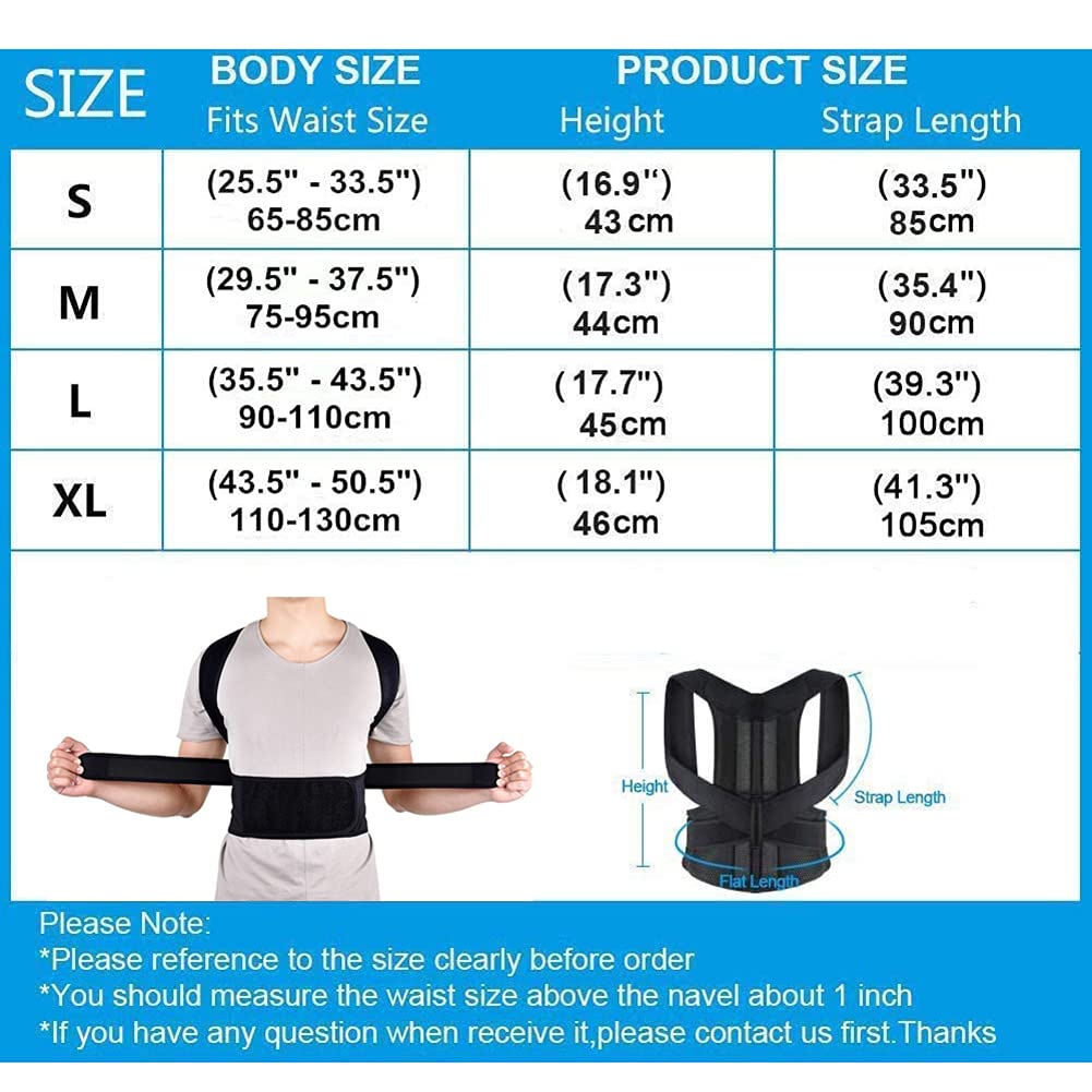 Corrector de postura de espalda Corrección de postura de hombro Lumbar para mujeres hombres El soporte de postura ajustable mejora la postura, evita la flacidez alivia el dolor, L