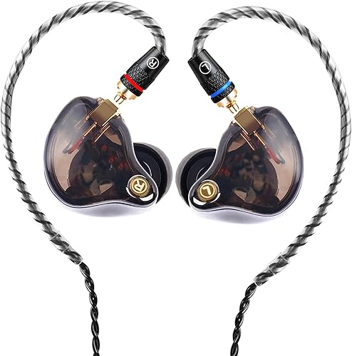 Famedy Monitores intrauditivos, auriculares con cable con tecnología Tesla, auriculares MMCX desmontables, aislamiento de ruido en el oído para