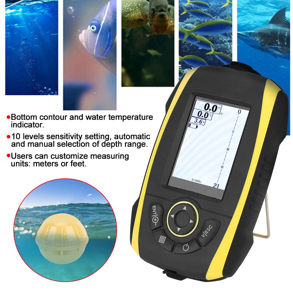 Kikumi FF288W Rilevatore Sonar Ecoscandaglio Wireless con Schermo a Colori 433 MHz Portata 100 M Profondità 40 M Allarme Pesce per Barca da Pesca in Kayak Sul Ghiaccio