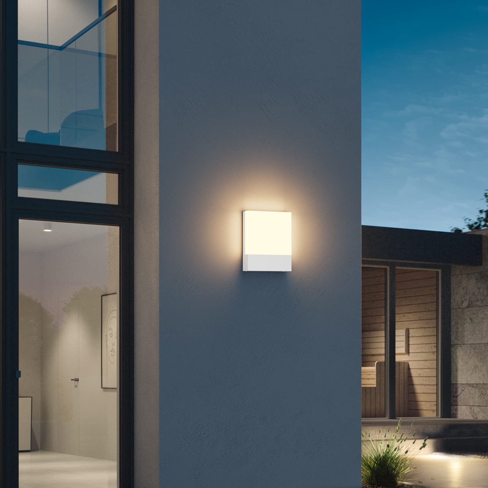 Klighten 2 Stück 24W LED Außenwandleuchte IP65, Weiß Wandleuchte 3000K | 1500LM lampe aussenbereich LED, Aluminium wandlampe aussen/Innen, aussenlampe wand flach, außenlampe für Terrasse Garten