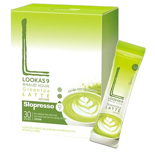 Coreano Lookas9 Jeju Té Verde Latte Polvo Stick 30T Corea Home Cafe Home Coffeeshop Creamy Matcha Latte Polvo 0.67 oz* 30T