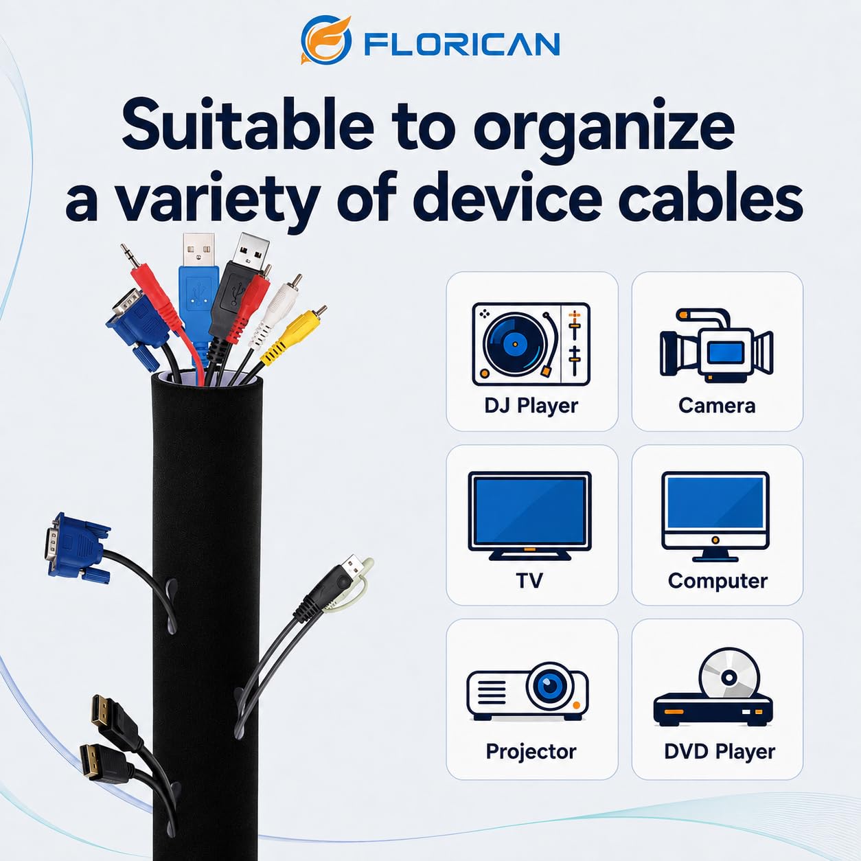 Cable Organizer Sleeves - Keep Cables Tidy -2