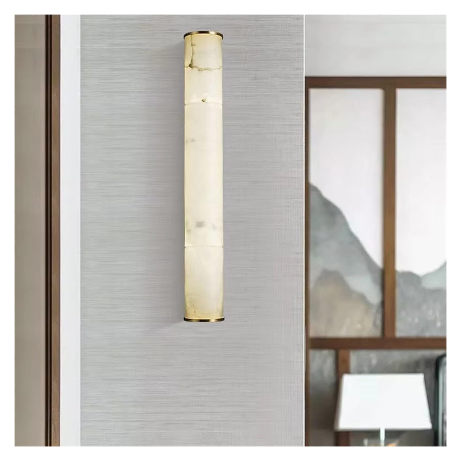 ASerZenith Cylindrical Natural Marble Led Wall Lights Copper Parlor Dining Room Sconces Light Luxury Bedroom Lamp Art Deco Drop Shipping,Warm Light-40Cm