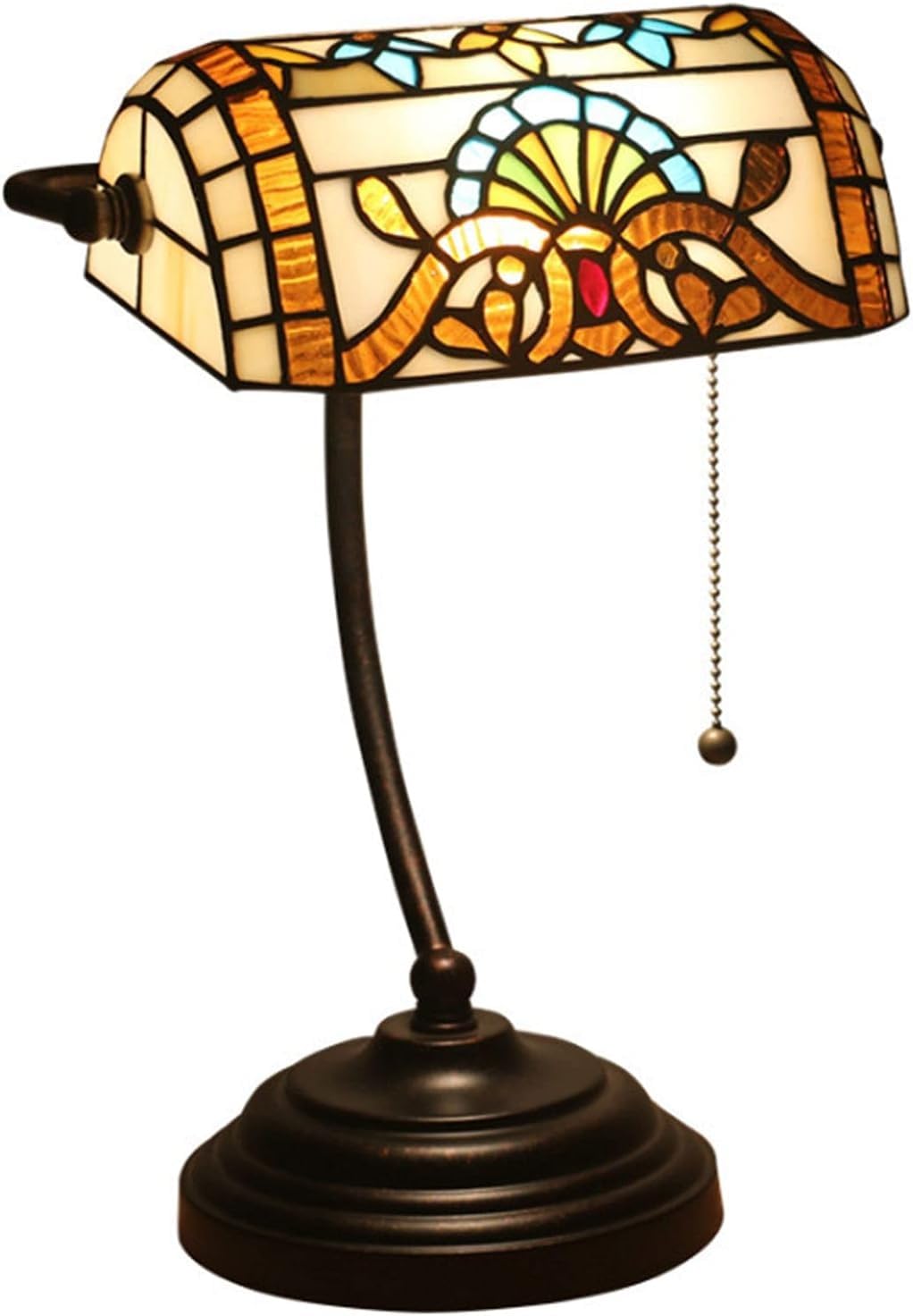 DFAEEKIYO Table Lamp Bank Desk Reading Baroque Style Stained Glass