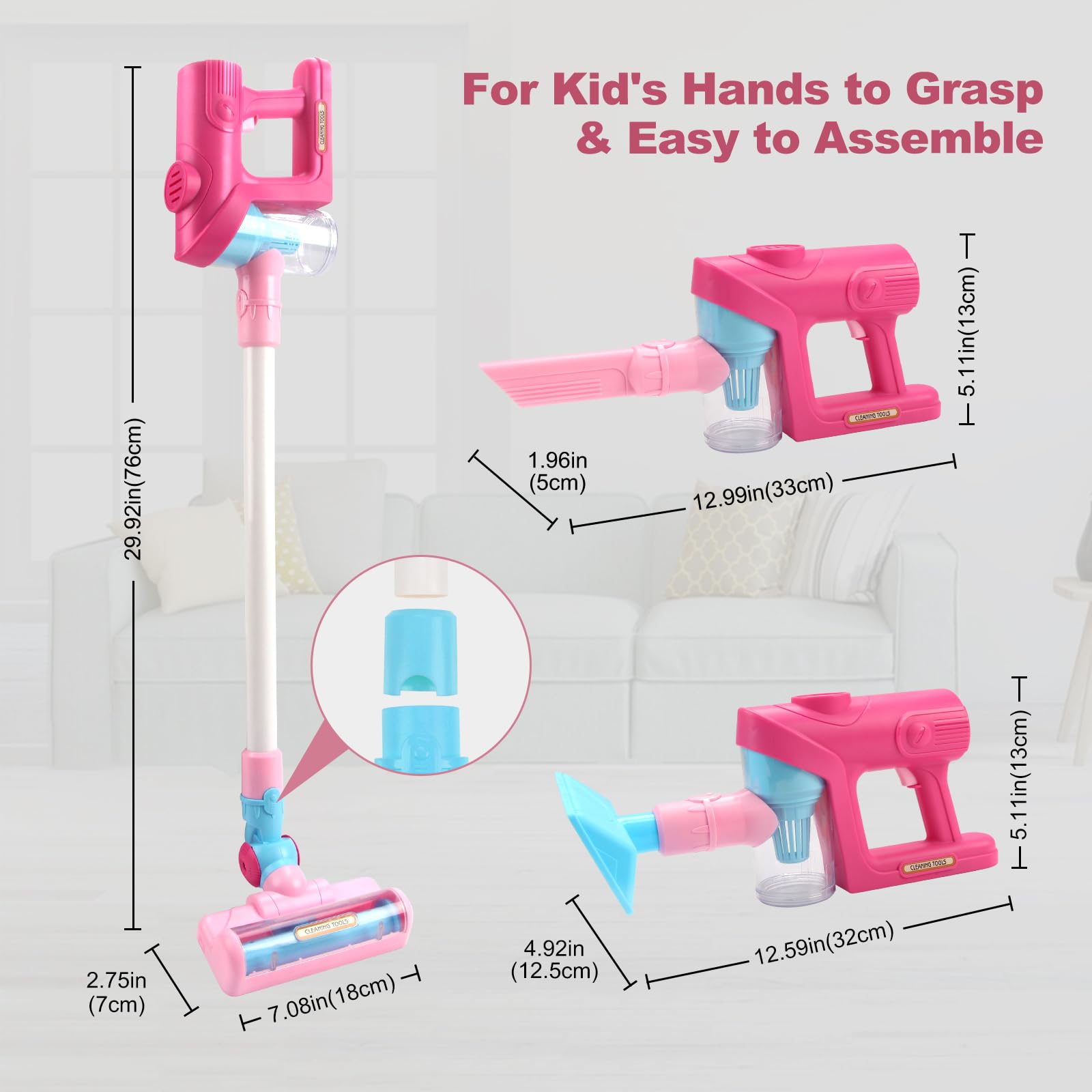 Aspirateur électrique Jouet, avec lumières, Sons.prétendent Essayer Les Outils de Nettoyage, pour Les Enfants âgés de 3 à 6 Ans Anniversaire