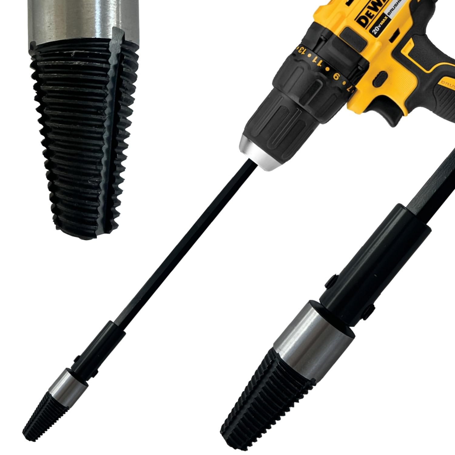 Keyfit Tools SpeedQueen Professional Sprinkler Nipple Extractor Ez-Out Fitting Removal Tool Drill Powered Speed Remove Broken Risers in Seconds ~1/2" &amp; 3/4" ~QuadSplit Teeth Precision CNC Machined