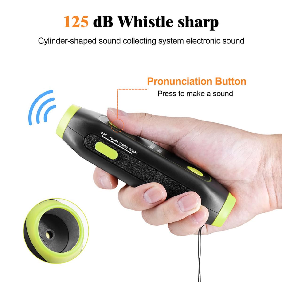 Toyvian Fischietto Elettronico Portatile ad Alto Volume in ABS con Lanyard | 120-150 Db, Verde, per Segnali All'aperto e Addestramento, Accessori con Magnete e Componenti Elettronici