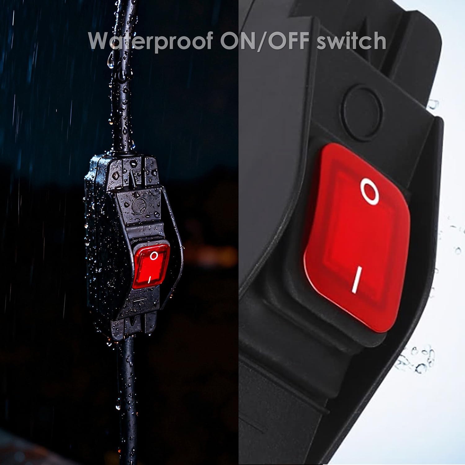 QMARK 1.5 Ft Outdoor Extension Cord with Waterproof Switch, 14/3 SJTW, 16A 125v/250v Grounded 3-Prong Plug, Black