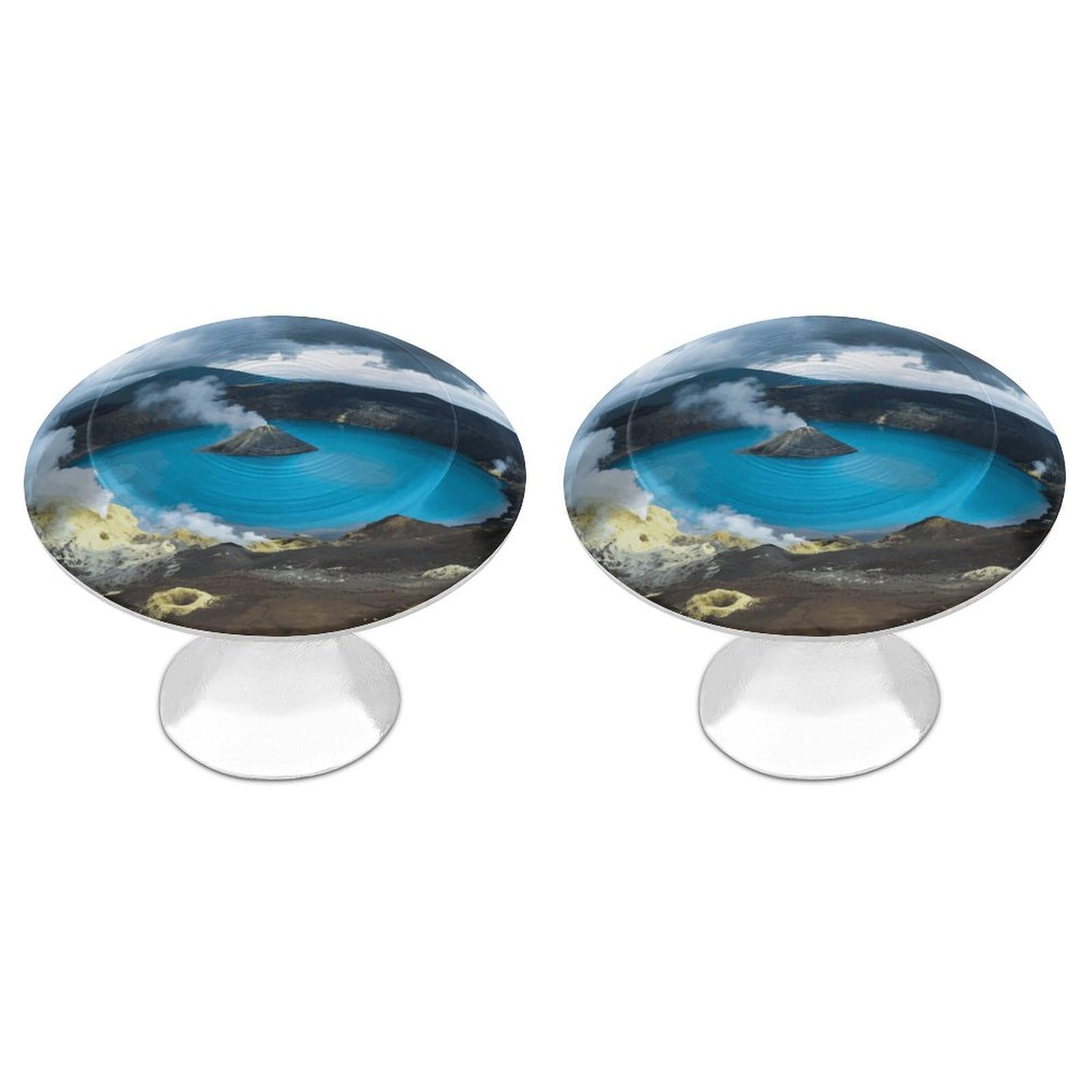 Fodpand White 2 Pack Cabinet Knobs 1.1 Inch Single Hole Drawer Pulls Handles Decorative Volcanic Crater Furniture Knobs For Dresser Kitchen Bathroom Cupboard Wardrobe Vanity Closet Door Hardware