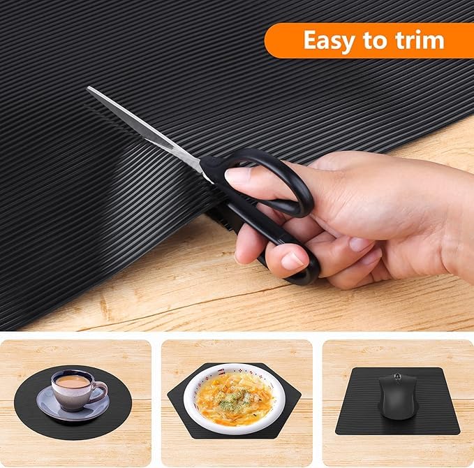 Image of ElastPro (45cm X 10) Black EVA Food Grade Washable Anti Slip Mat /Sheet for Fridge, Shelf Liner, Table, Kitchen Drawer mat (Line Black, 10 Meter)