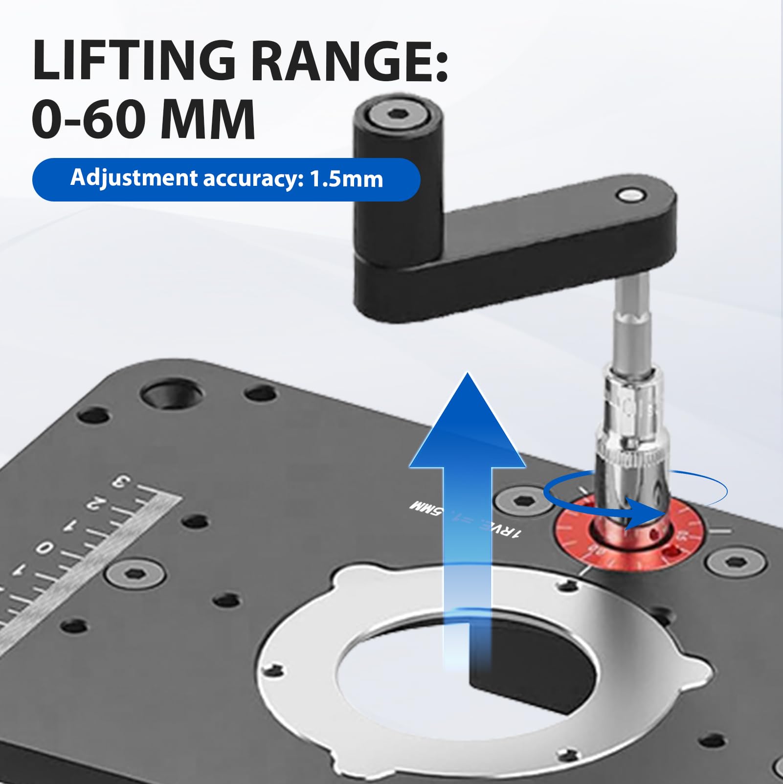 Oberfräsenhebetisch, Trimmen Maschine Invertiert Hubtisch Frästisch | Router Tisch Lift Kit,Trimmmaschine Inverted Lifting Table Router Lift, Holzbearbeitung, 65mm, für RT0700C/RT0702C/DRT50