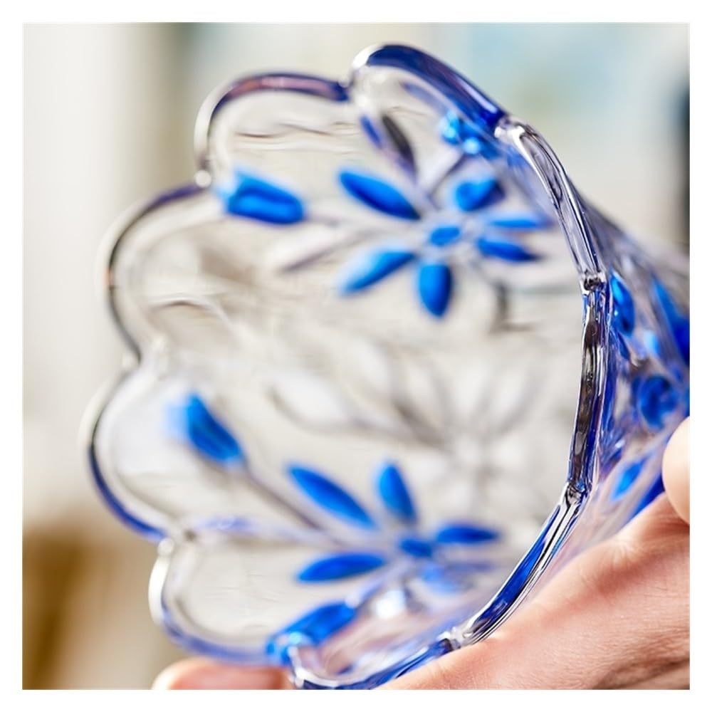 Jarrón, Decoración de jarrón, arreglo Floral for Sala de Estar, Vidrio Transparente de Flores secas, decoración del hogar de Estilo Chino Decoración del hogar(Blue,30cm)