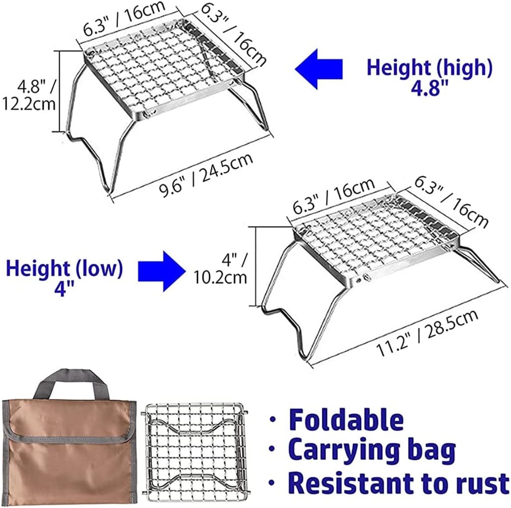 Folding Grill Gas Barbecue Tool BBQ Outdoor Portable Mini Campfire for Camping Picnic Grate