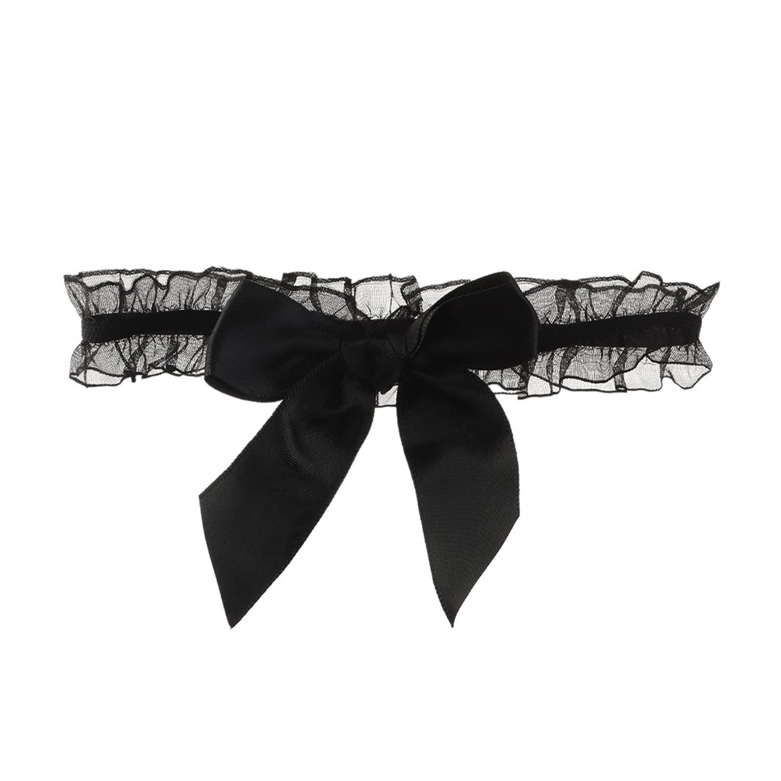 Accessori per Feste per Giochi di Ruolo Giarrettiera in Pizzo con Fiocco da Sposa Elastico (Color : White1, Size : One Size) (White2 One Size)