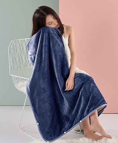 Vista 26 de ITODA Manta para llevar puesta, chal coral, poncho cálido, suave, para ver en frío, TV, sofá, silla, envoltura en casa, oficina, escuela, viajes