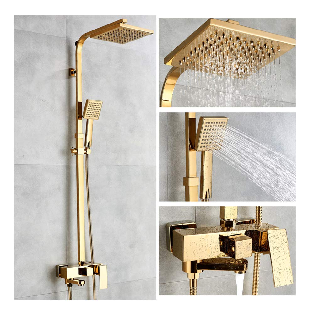 Système de douche de bain CHEWYNP avec mitigeur laiton doré
