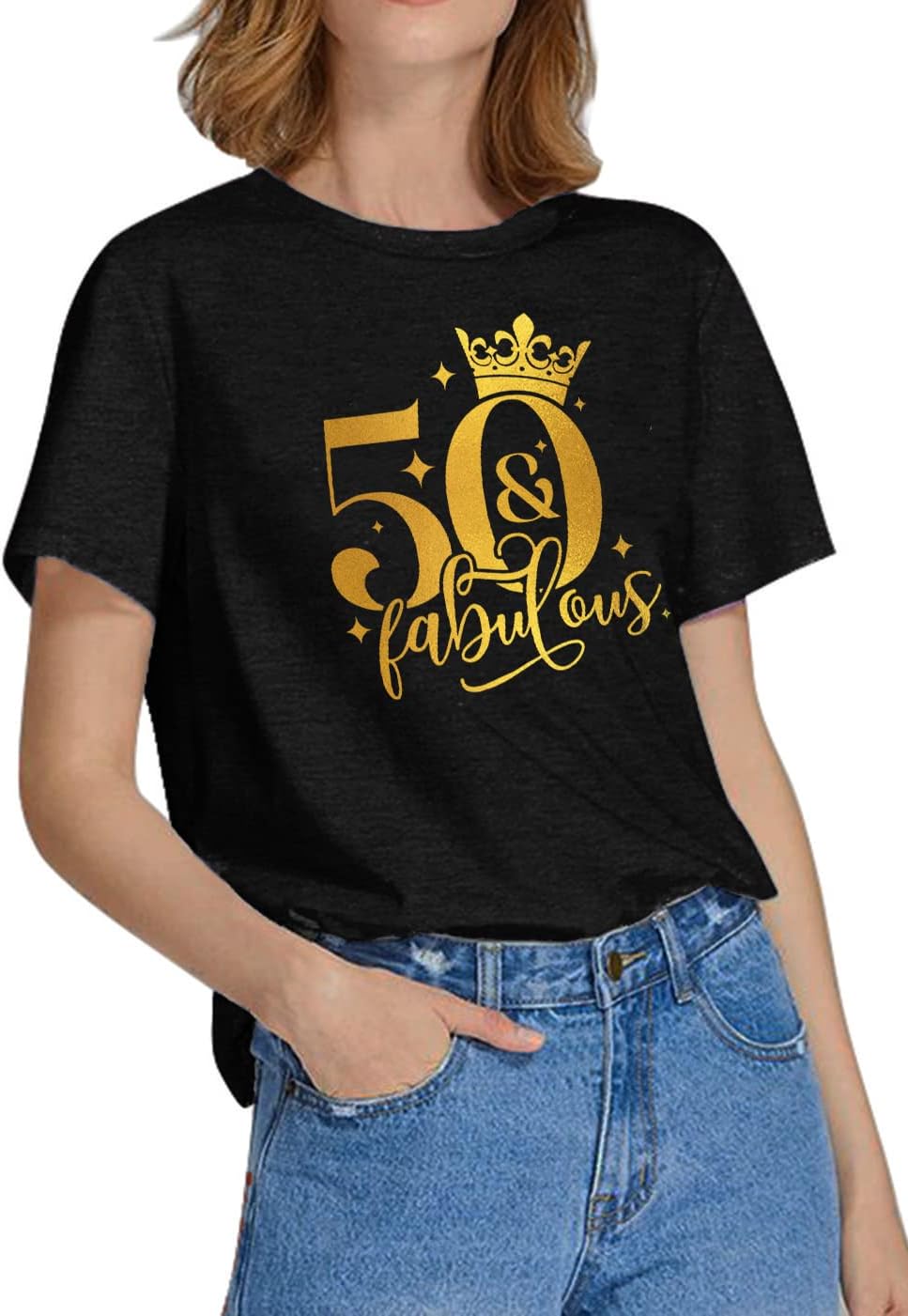 LAZYCHILD 50th Birthday Gifts for Women Fifty Birthday Shirts 50 Years Old Birthday Party Short Sleeve Graphic T-Shirt - Image 3